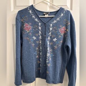 TEDDI Floral Embroidered Blue Sweater